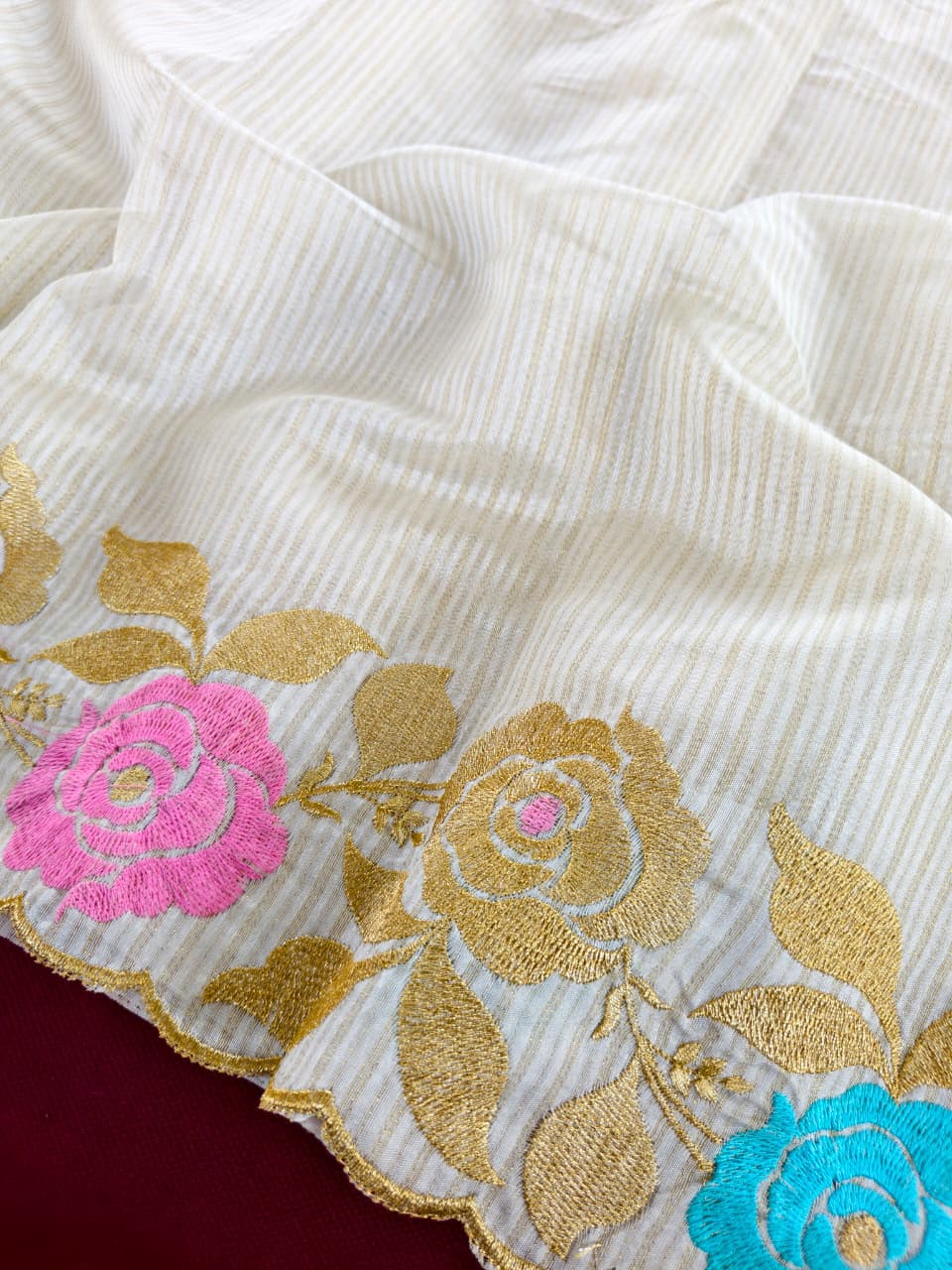 Pure Zari lining fabric with Beauty Zari and thread Embroided Saree